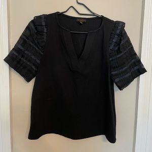 Anthropologie Black Top Ruffle Sleeves